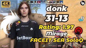 donk (31-13) SoloQ FACEIT SEA (Mirage) | Nov 7, 2025 #cs2 #donk