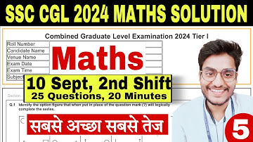 Set-5- SSC CGL 2024 Maths Solution by Rohit Tripathi- CGL Tier-1 Solved Paper