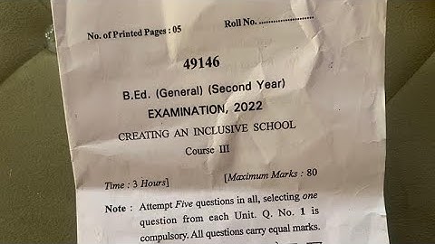 CRSU Creating an Inclusive School Re-appear Exam Question Paper 2022 (April)