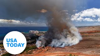 Dramatic drone video shows Hawaii brush fire from the sky