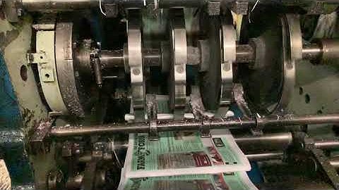 Harris 1650 newspaper press folder running at 16,500 papers an hour!