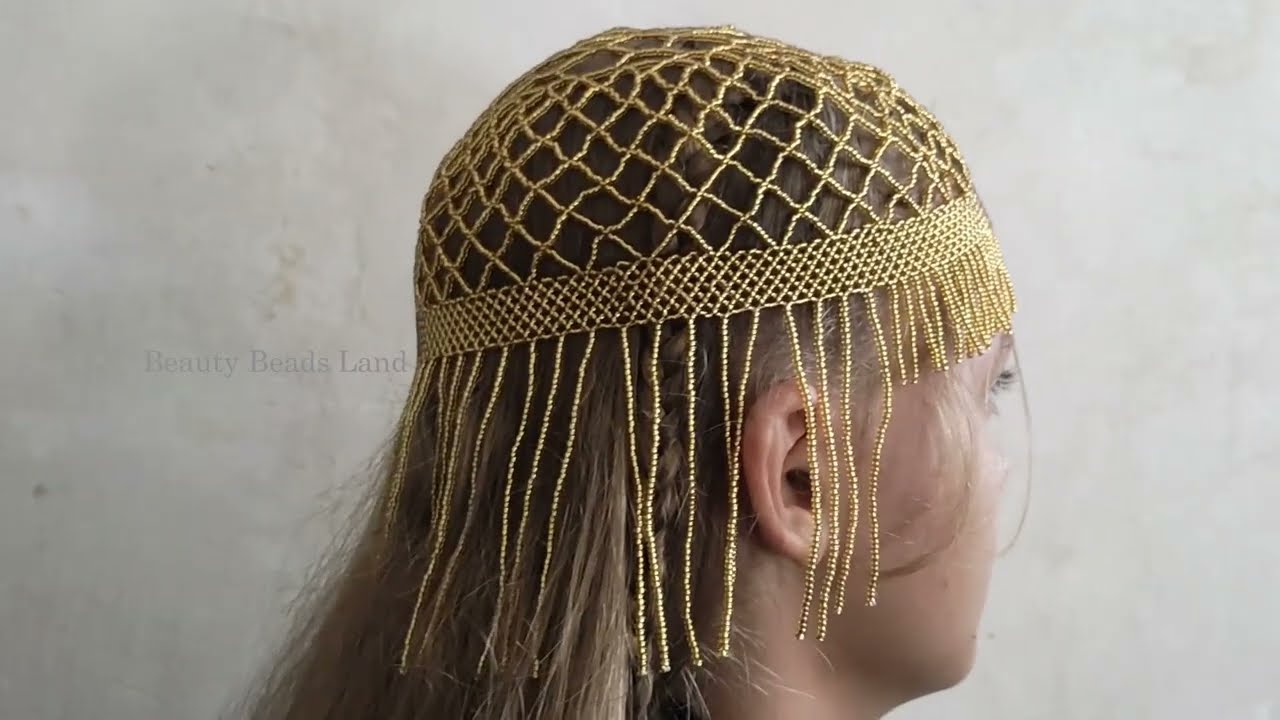 Beaded Headpiece Cap with Fringes, Seed Bead Hat Cap Making - YouTube