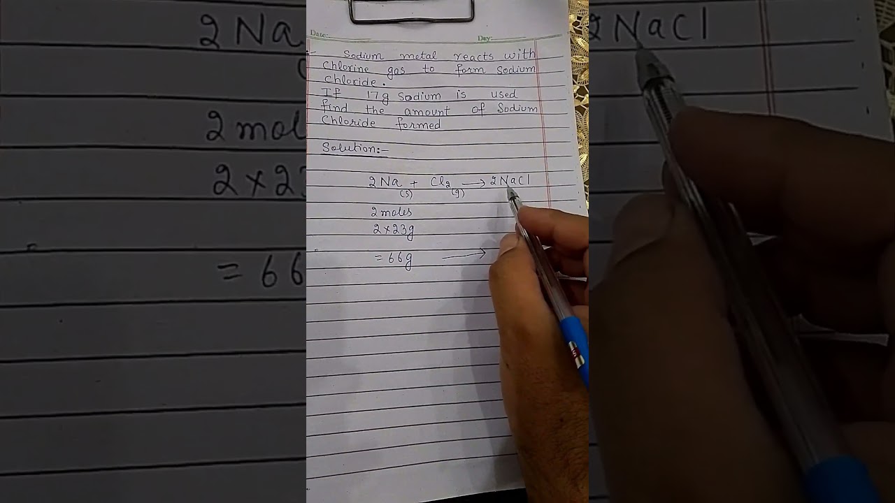 Find the mass of Sodium chloride formed from the given mass of Sodium 