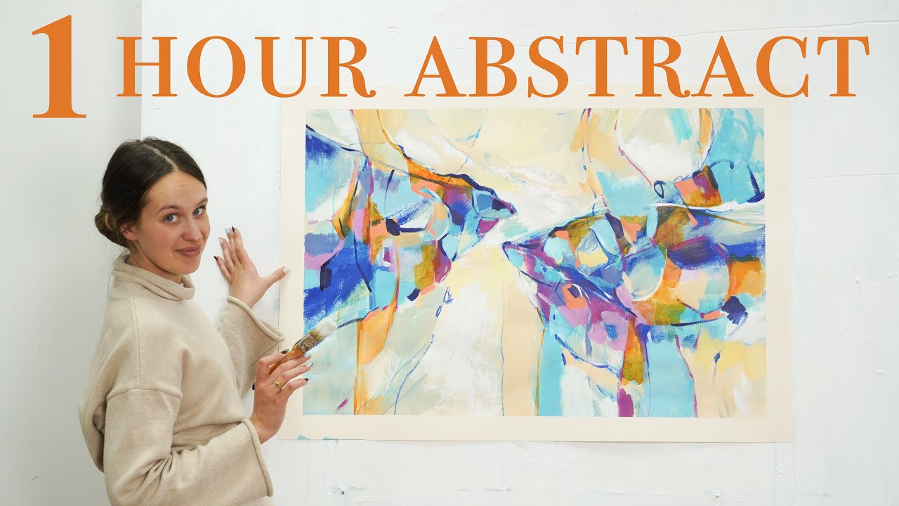 Абстрактная живопись менее чем за 1 час (урок в реальном времени + мой точный процесс)