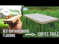 Turning hardwood flooring into a coffee table || DIY coffee table using red oak hardwood flooring.