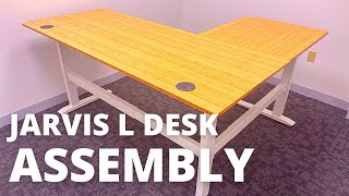 Fully Jarvis L Shaped Standing Desk Assembly