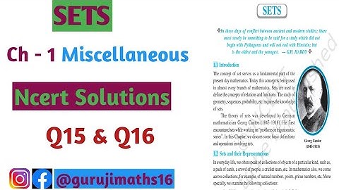 Sets Miscellaneous Exercise Q15 & Q16 Chapter 1 Class 11th Maths Ncert Solutions