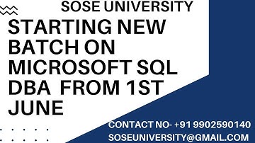 Starting New Batch on Microsoft Sql DBA  from 1st June || Contact +91 9902590140