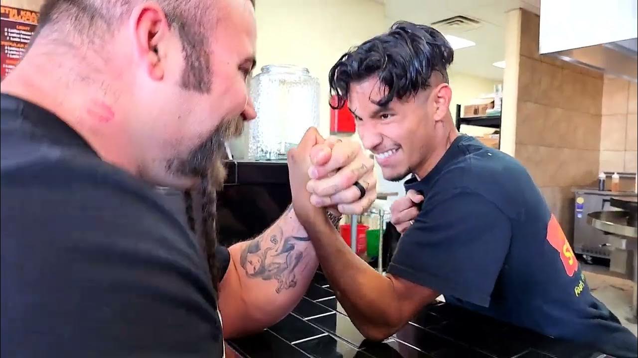 Champion PowerLifter vs Boxer Cook Armwrestling YouTube