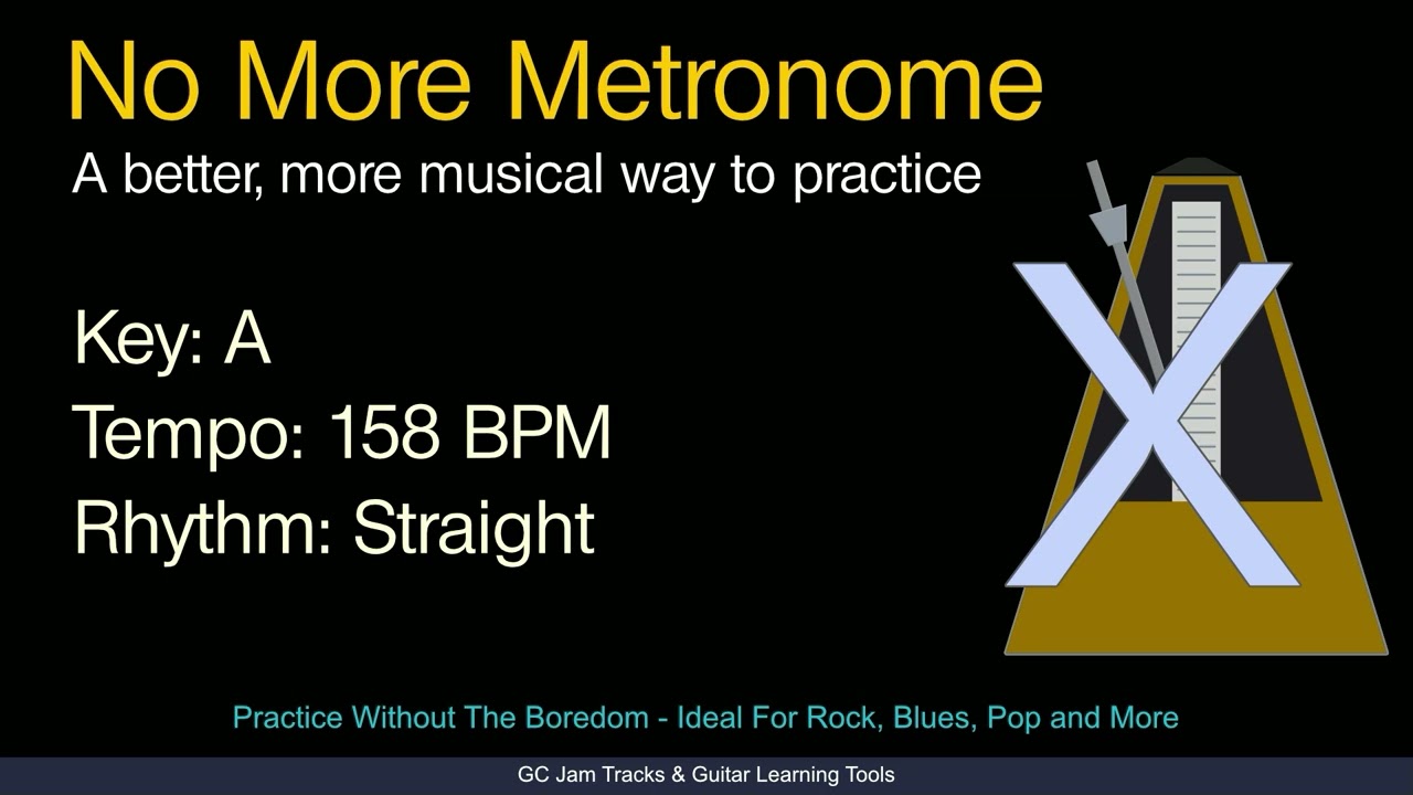 Practice Backing Track, Key of A, 158 BPM - Metronome Alternative Straight Rhythm