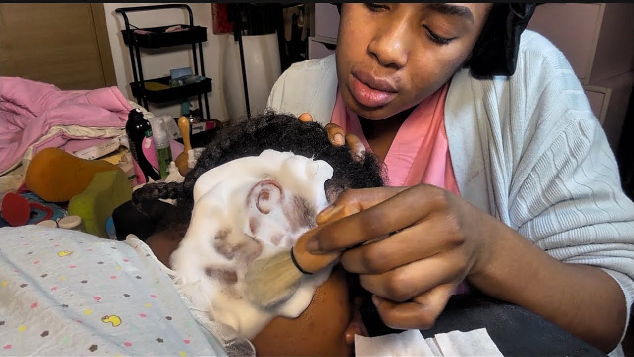 Asmr✨Deep cleaning Indian Ear Massage ,oil greasing,Fake spit painting with whispering Sounds 