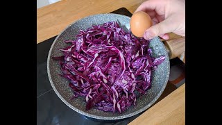 Delicious and colourful breakfast with Only cabbage!  healthy, cheap and tasty recipe!