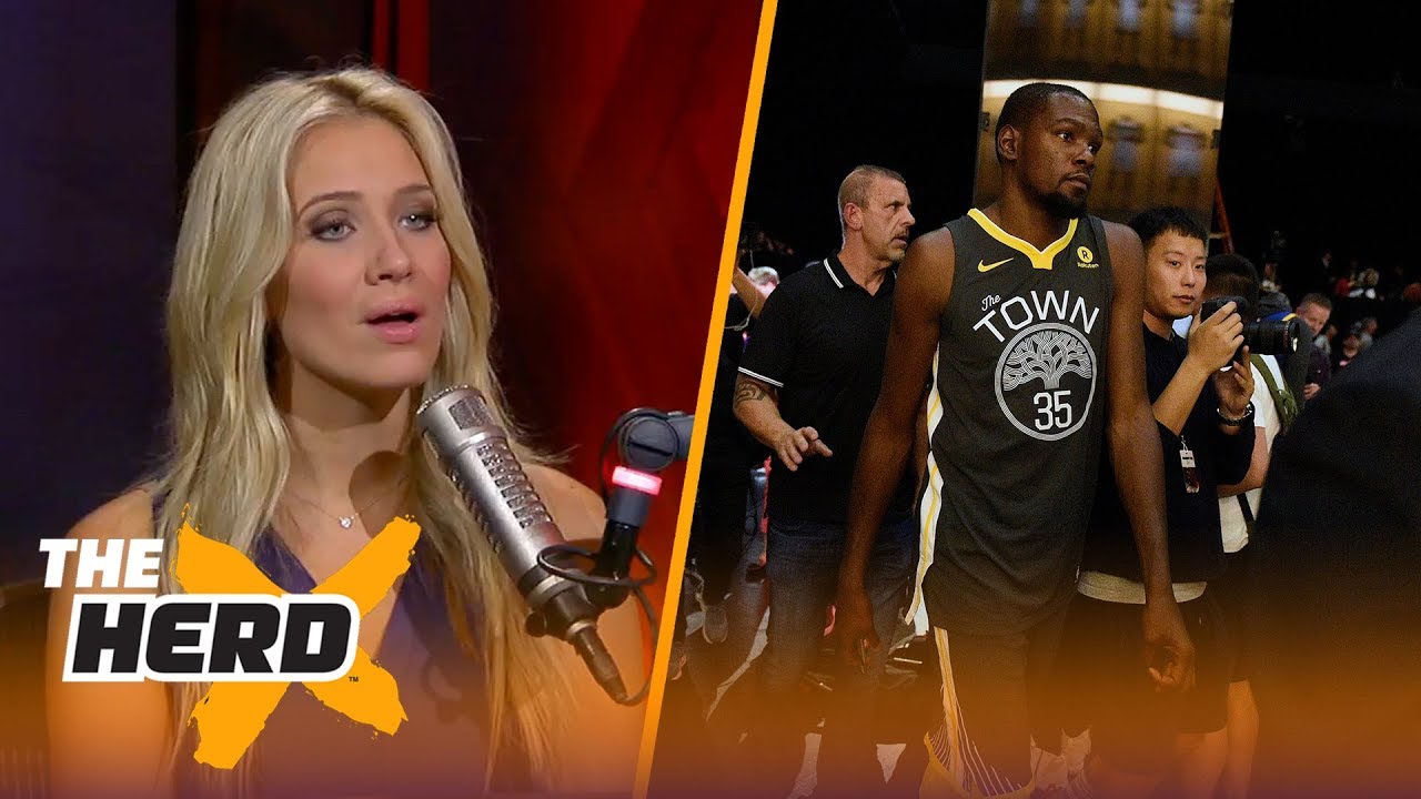 fox sports ดู Kevin Durant throws shade on old teammates and coaches - Kristine and Colin react | THE HERD