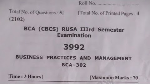 BCA Business Practice And Management (BCA302) Previous Year Question Paper Hpu 2022 // #spumandi