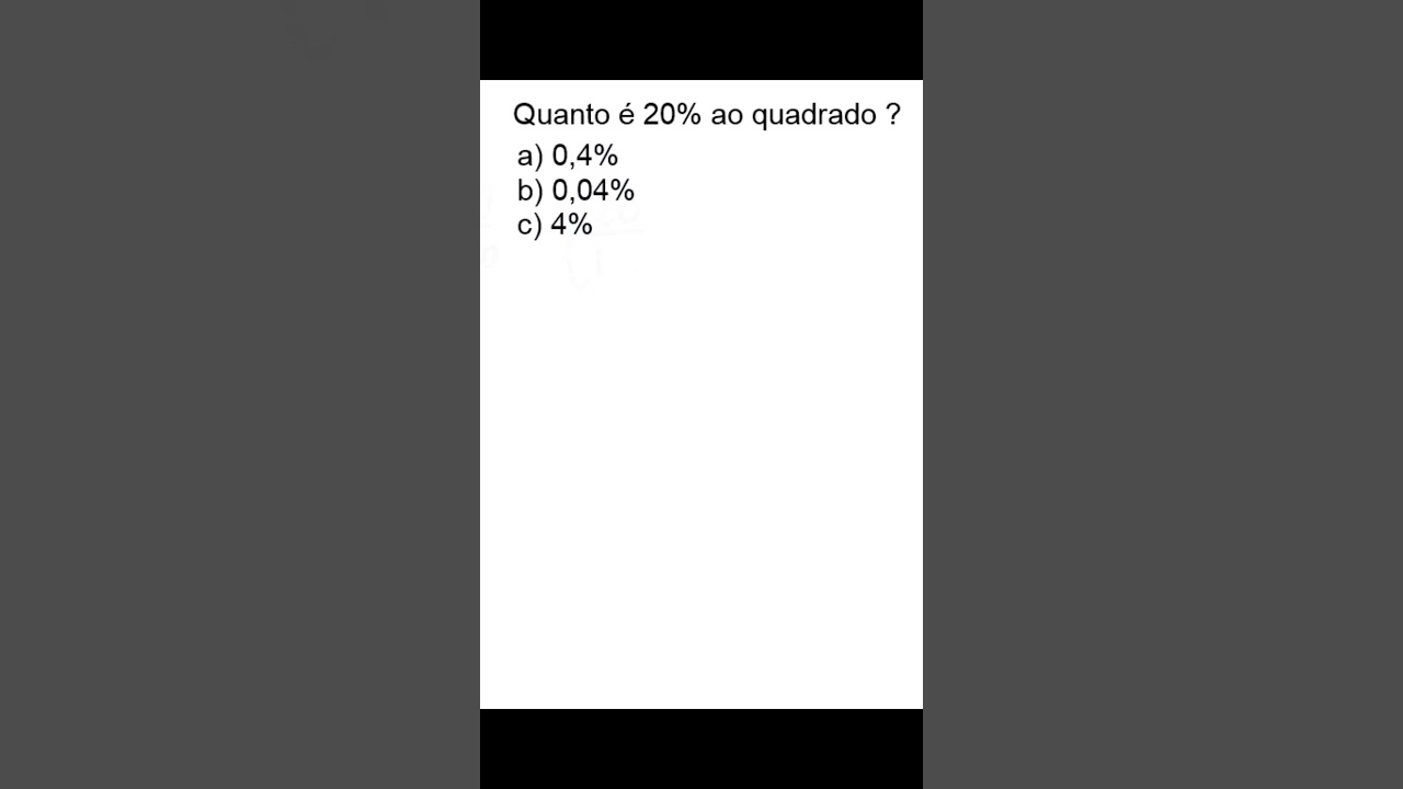 Porcentagem - Quanto é 20% ao quadrado? #Shorts - YouTube