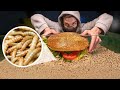 How Quickly The MAGGOTS Eat GIANT BURGER? WORMS VS GIANT BURGER TIMELAPSE.