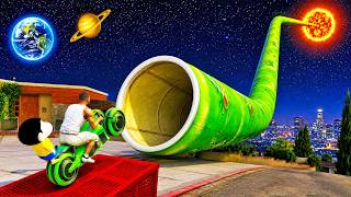 SHINCHAN AND FRANKLIN FOUND A GIANT TUNNEL TO SPACE OUTSIDE HIS HOUSE IN GTA 5 screenshot 5