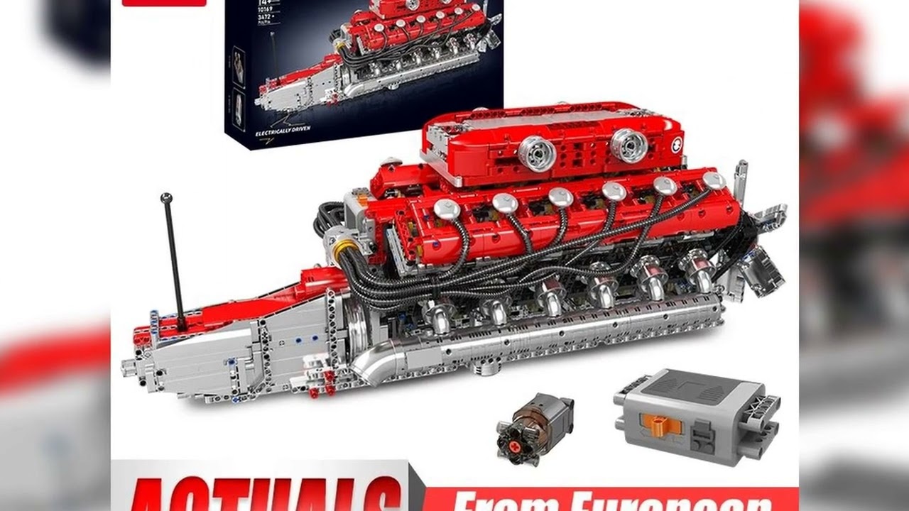 A must-have product! Mould King 10169 Technical Car Engine Toys The Motorized V12 Engine Building
