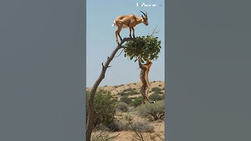 🌴🐐🐆 Leopard Chase : Goat Outsmarts Leopard in Tree Escape! 😱 #shorts #goat #leopard