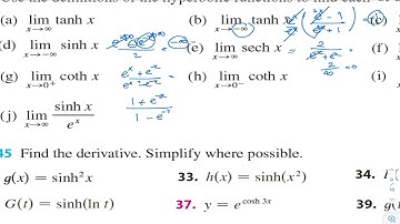 Math 101, section 3.11 (Hyperbolic Functions)