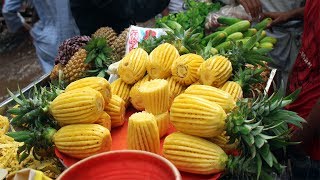 Fruit Ninja Of Dhaka |  Amazing Fruits Cutting Skills | Super First Pineapple Cutting Skill