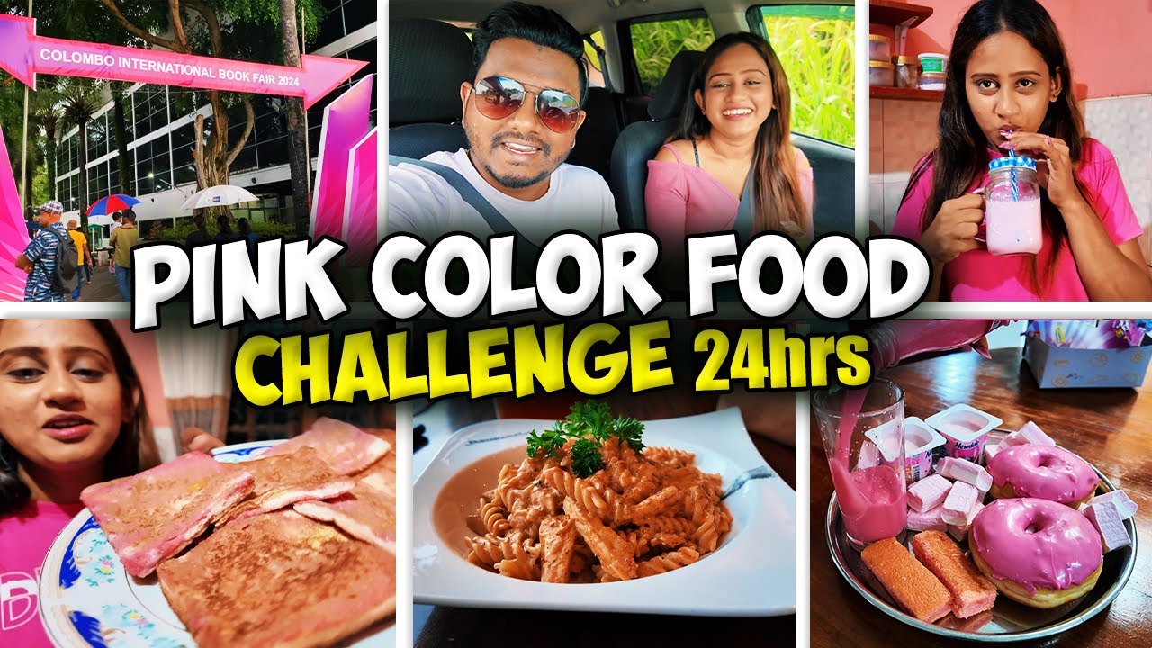 මුලු දවසම රෝස පාට කෑම විතරයි 🍣🍧 Eating Only PINK Color Food for 24 Hours! (Challenge) 🩷