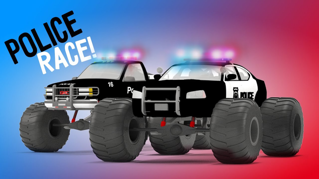 Police Monster Truck Race | 3D Video for Kids | Educational Video for Children | Rescue City Heroes