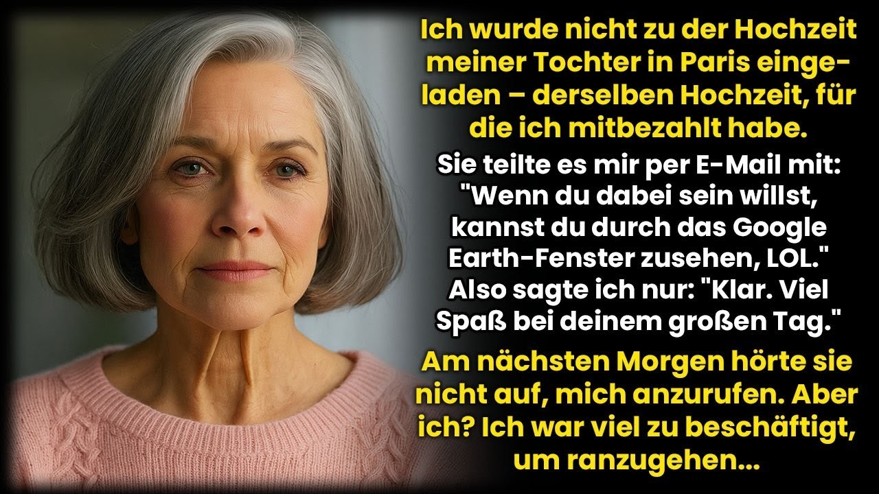 Meine Tochter schrieb;Komm nicht zu meiner Hochzeit, schau per Livestream Ich wusste, was zu tun