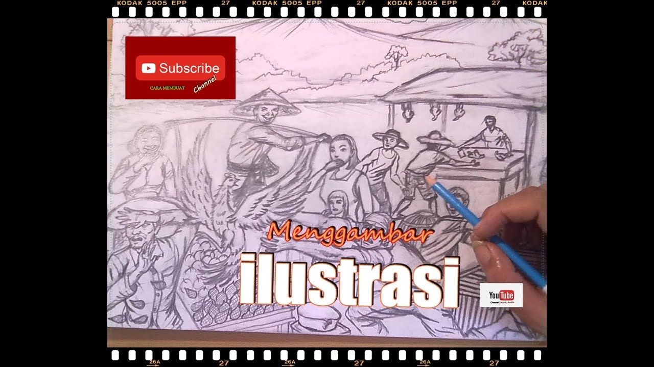 Menggambar Ilustrasi Suasana pasar 1 YouTube