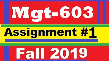 mgt603 assignment 1 solution fall 2019