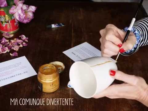 Come riparare una tazza rotta e creare un vaso di fiori in stile kintsugi