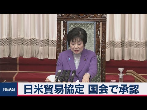日米貿易協定 国会で承認　１月１日発効へ
