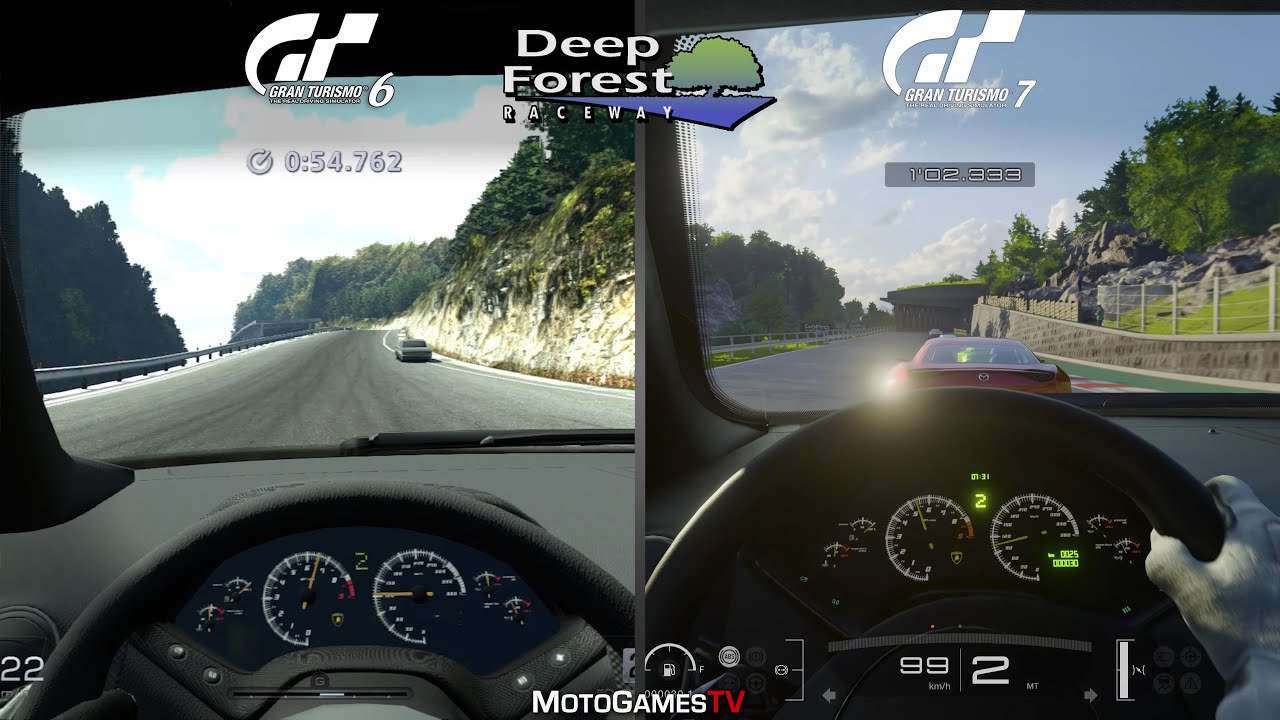 spids mærkelig symptom Gran Turismo 6 vs Gran Turismo 7 - Deep Forest Raceway Early Comparison -  YouTube