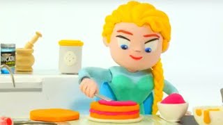 PRINCESS MAKES A CHOCOLATE CAKE ❤ Superhero Babies Play Doh Cartoons For Kids