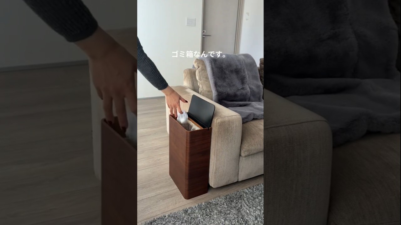 【ゴミ箱の生活感を解決】家具に自然になじむデザインのダストボックス！中身が見えないふた付き♪　#shorts