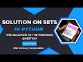 Solution On Sets In Python | Sets in Python Full Tutorial For Beginners