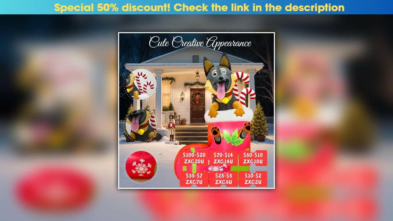 Flash Sale OurWarm 6FT Christmas Inflatables Outdoor Decorations, Christmas Blow Ups Dog in Xmas St