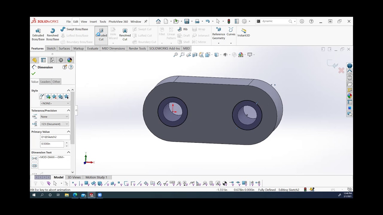 Solidworks - Extrude and Revolve - Link components
