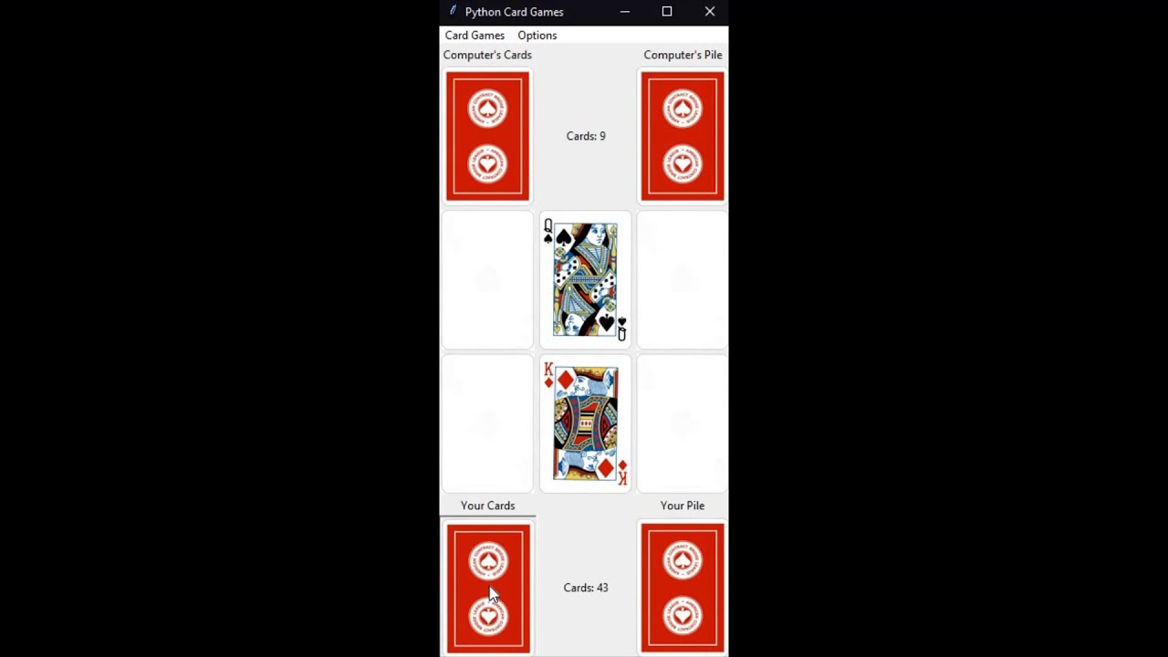War Card Game Demo Python YouTube