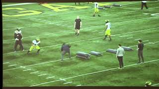 Don Brown Coaching LB Reacting to Blocks in Pressures