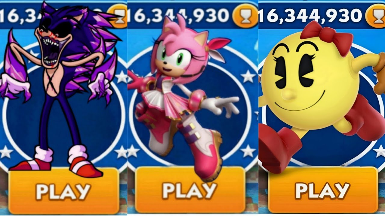 Sonic Dash - Warrior Sonic VS Popstar Amy VS Ms.Pacman _ Movie Sonic vs ...