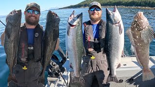 Crazy Coho Double & Black Cod Down Deep! Alaskan Salmon and Sablefish Fishing! Juneau, Alaska!
