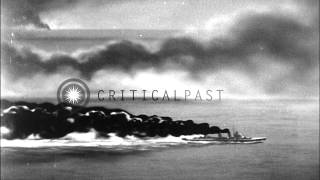 Naval battle between Allied and Japanese destroyers during the Battle off Samar n...HD Stock Footage