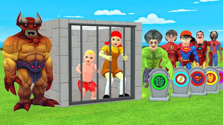 Scary Teacher 3D vs Squid Game Become Superhero Fight Monsters Save Baby 5 Time Challenge