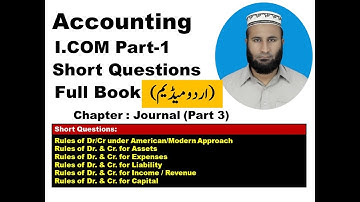 I.Com Part 1 Accounting Journal Short Questions in Urdu Journal(Part3)|Class 11 Accounting Chapter 4