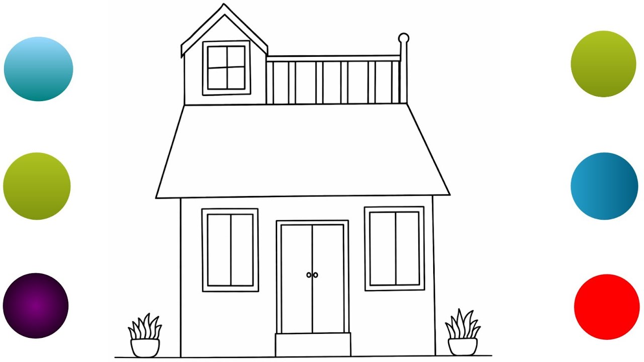 Simple House Drawing | Easy Home Drawing for Kids & Beginners