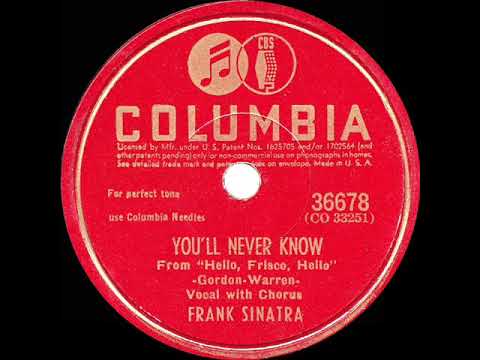 1943 OSCAR-WINNING SONG: You’ll Never Know - Frank Sinatra & The Bobby Tucker Singers