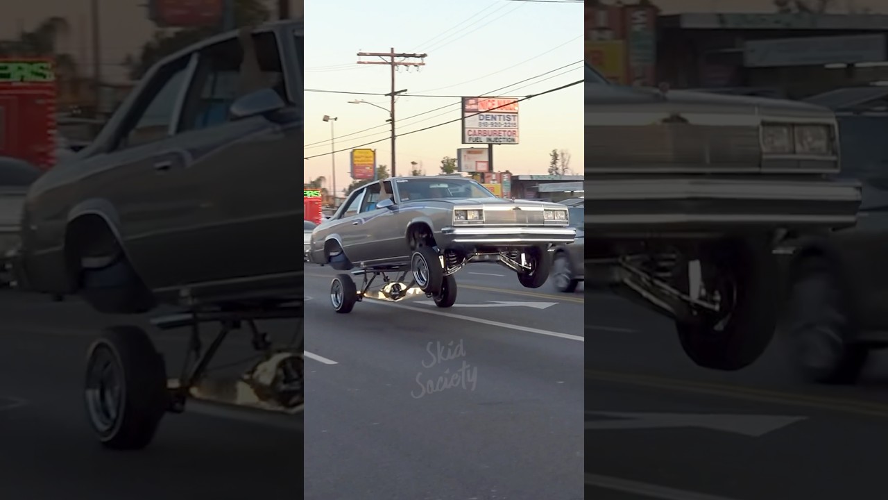 G Body Chevy Malibu Лоурайдер прыгает по бульвару!
