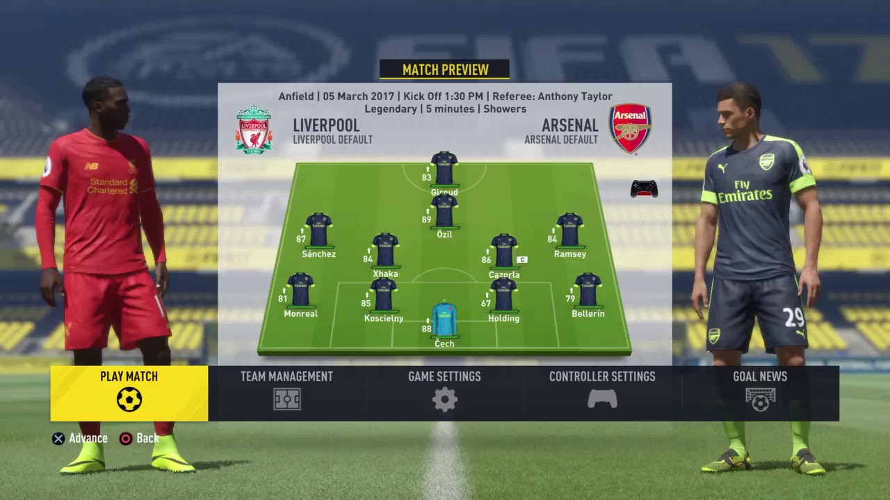 FIFA 17 English Premier League (Matchday 27): Liverpool vs. Arsenal (5/3/2017)