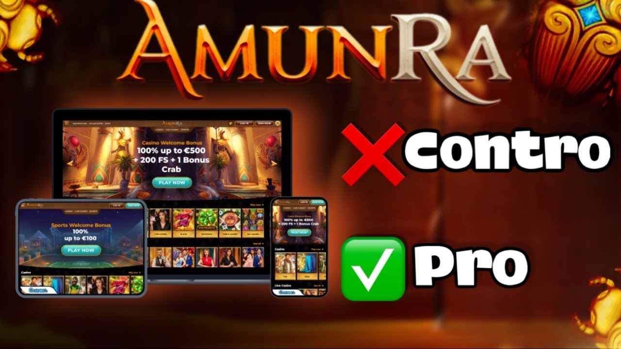 Οθόνη Amunra Casino App με παιχνίδια και μπόνους